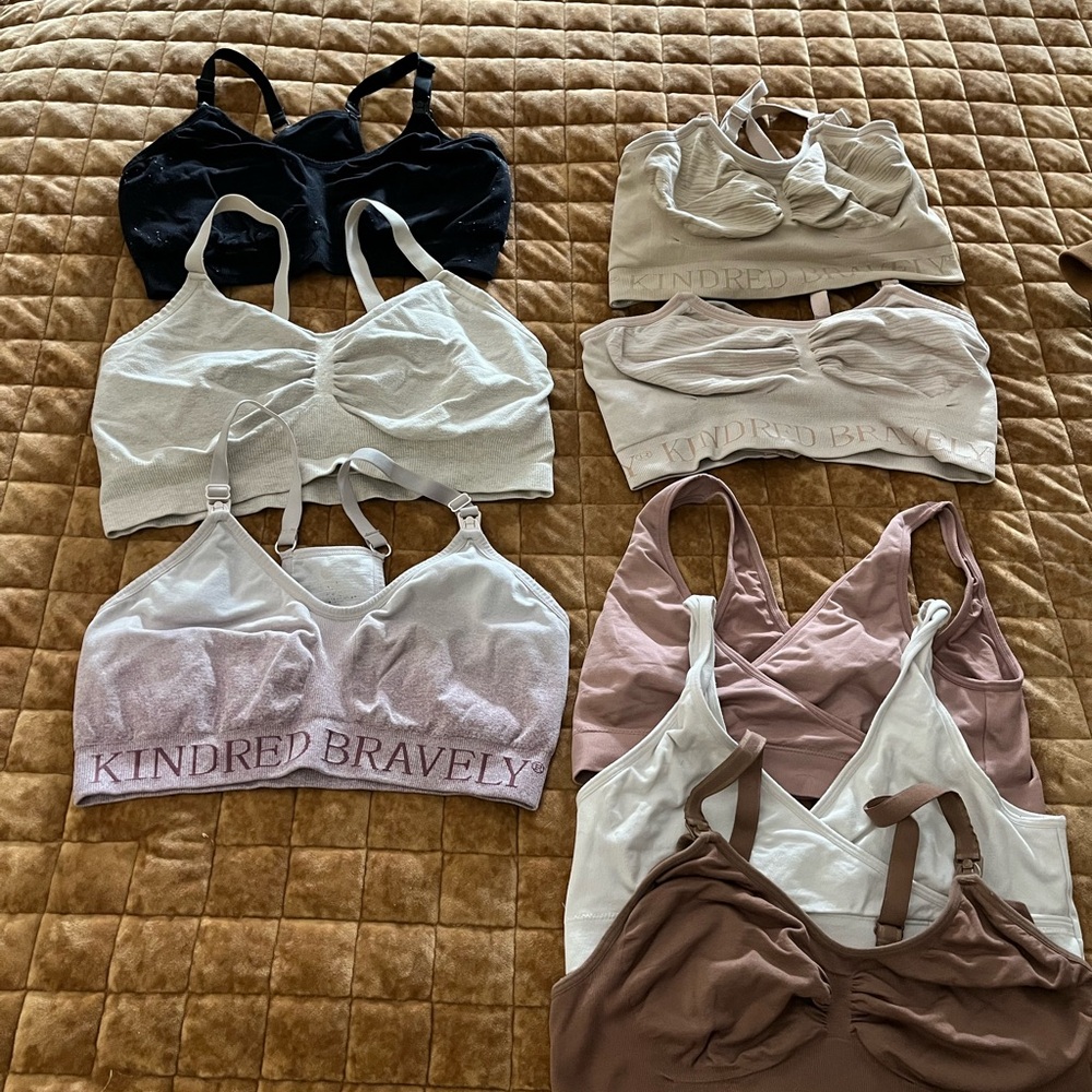 Lot of Kindred Bravely Women's Nursing Bras - Black, White, Cream, Brown, Purple